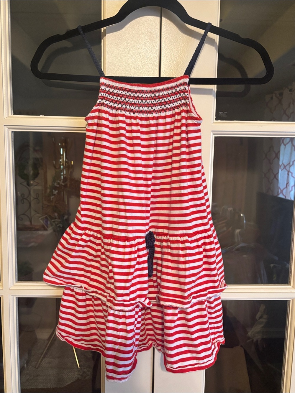 OshKosh dress - Red & White Striped Tiered Sundress with Navy Straps